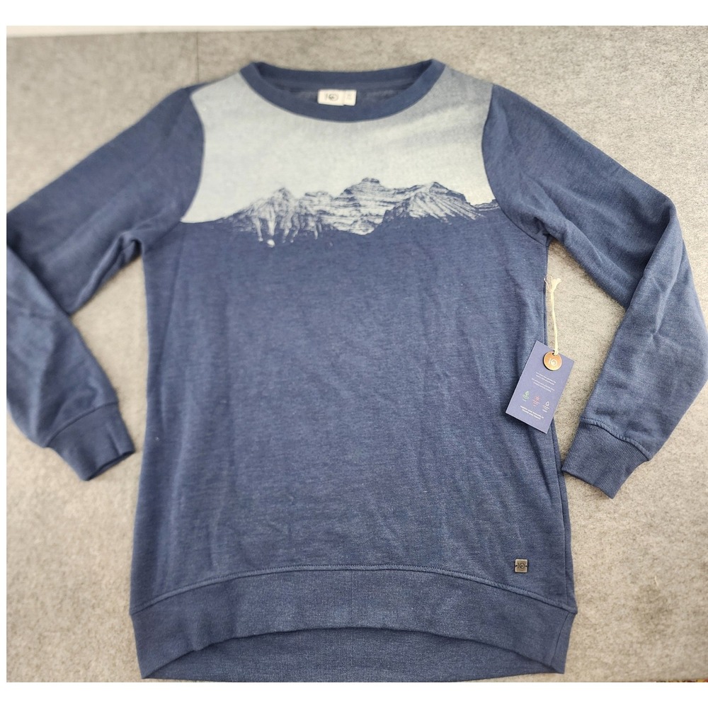 tentree Blue Mountain Graphic Organic Cotton Blend Sweatshirt Gorpcore Womens M